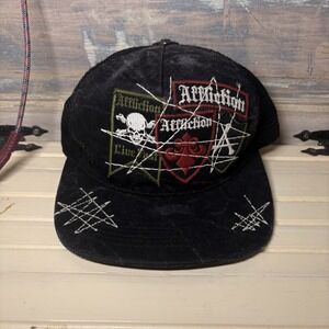Vintage Affliction Snapback Mesh Trucker Hat Cap Skull MADE IN USA Y2K Grunge